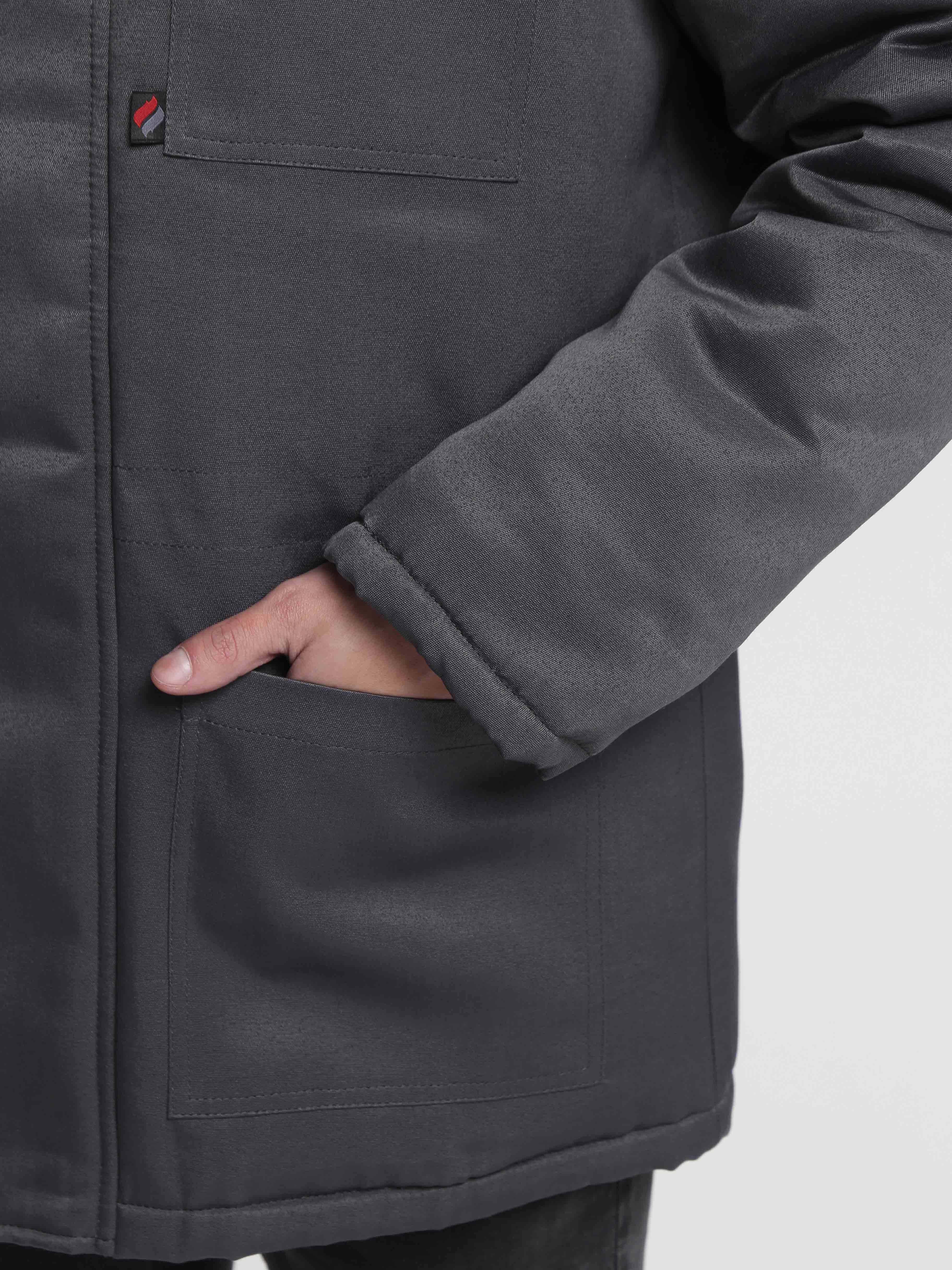 Куртка зимняя Бригада NEW (тк.Смесовая,210), т.серый/красный