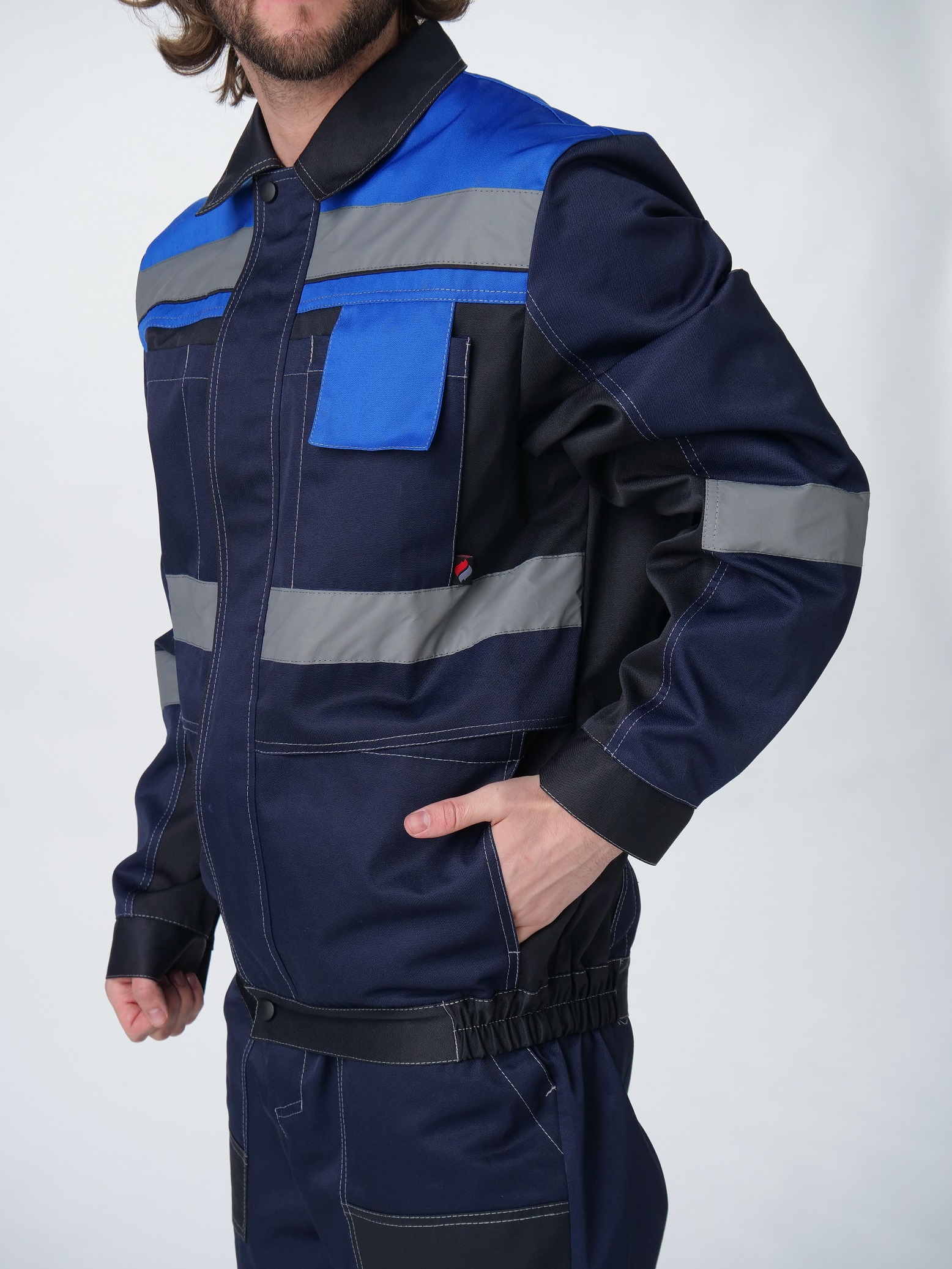 Костюм Виватный-1 (тк.Смесовая,220) брюки, т.синий/черный/васильковый