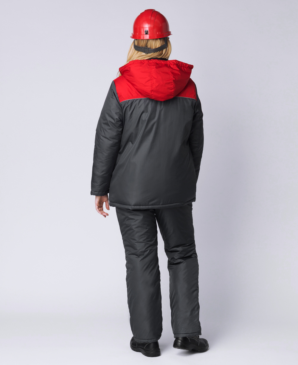 Куртка зимняя женская Снежана (тк.Дюспо), т.серый/красный