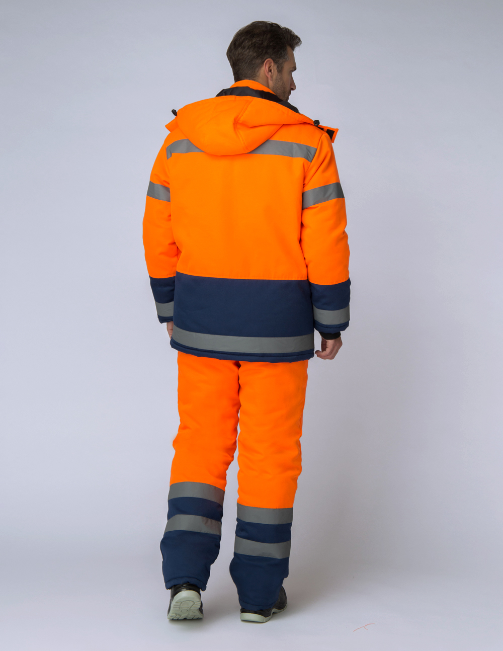 Костюм зимний Дорожник (тк.Смесовая,210) брюки, оранжевый/т.синий