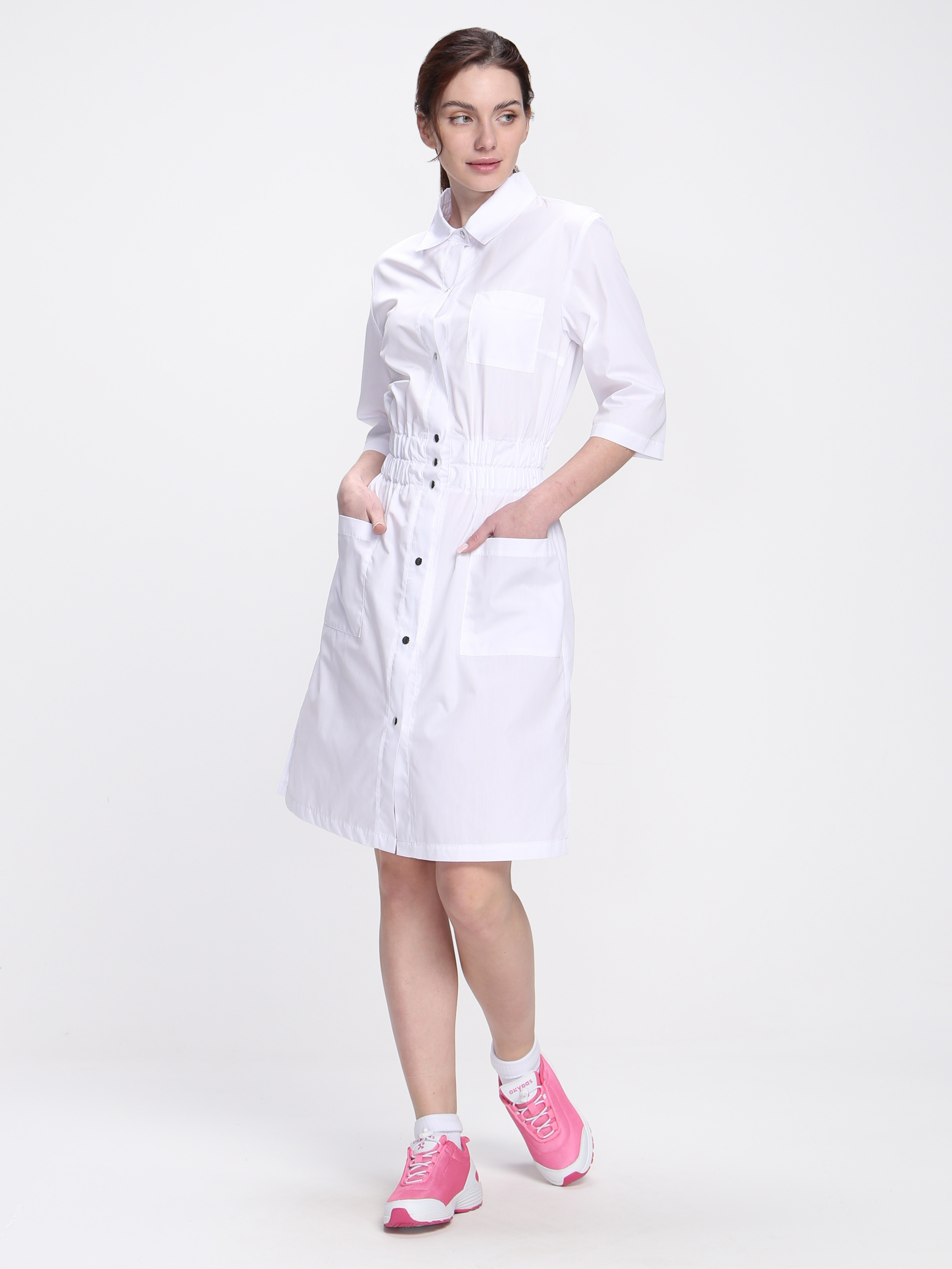 Халат женский Симпл-004 (тк.Смесовая,120) MedLine, белый