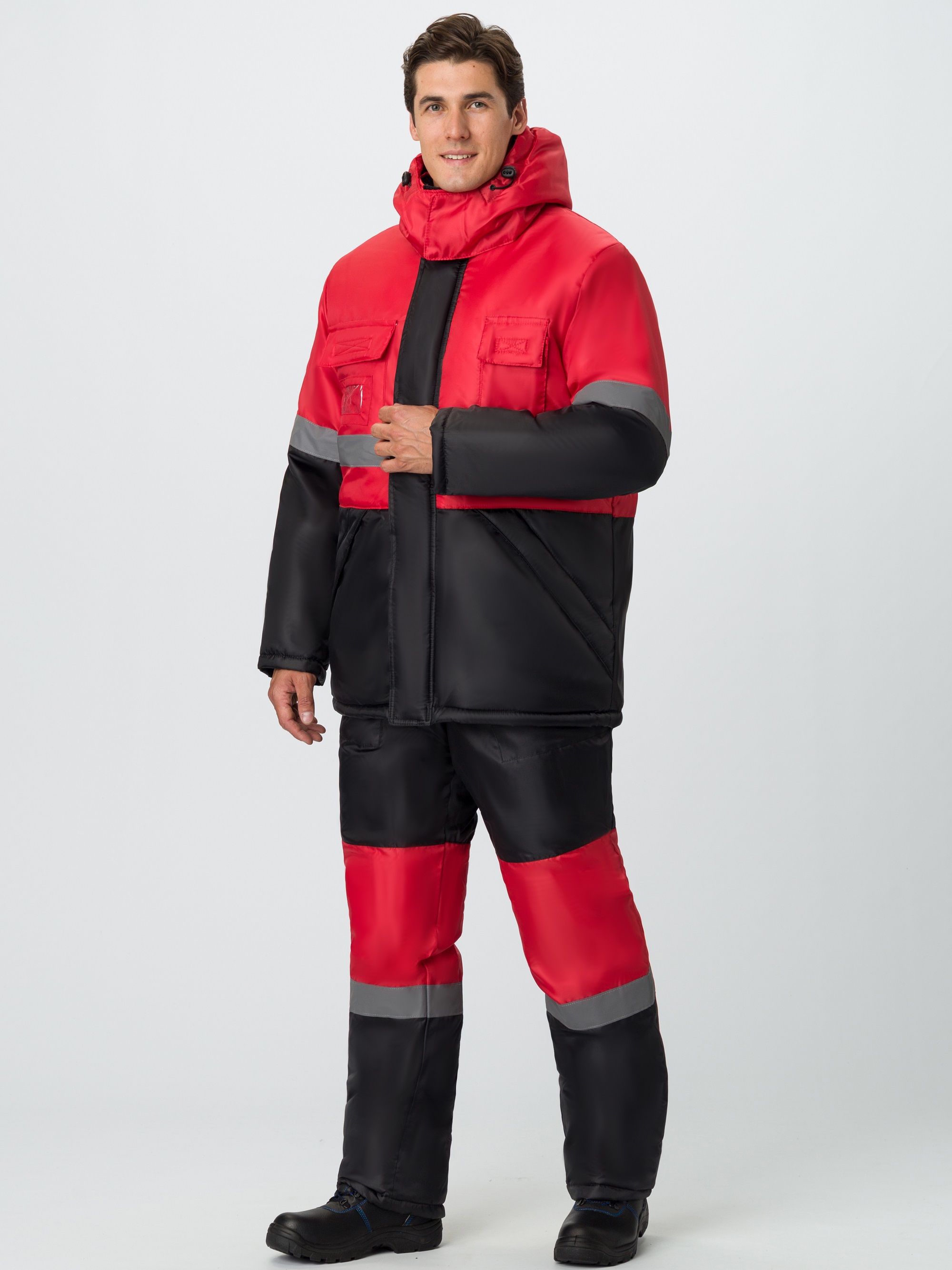 Костюм зимний Профи (тк.Оксфорд) п/к, красный/черный