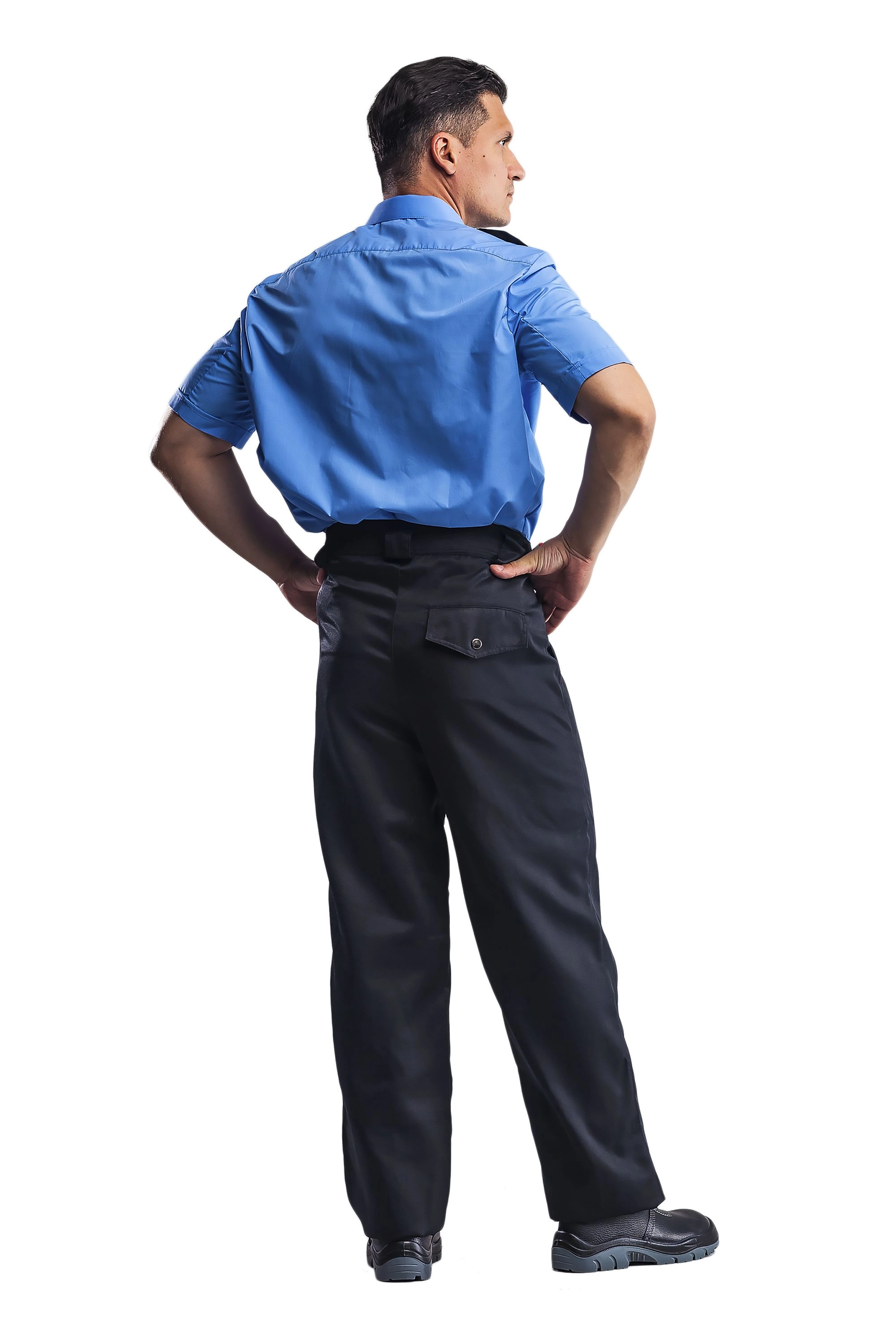 Рубашка для охранника голубой/черный (короткий рукав)