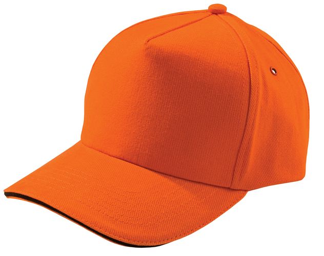 Бейсболка Unit Classic, оранжевая с черным кантом
