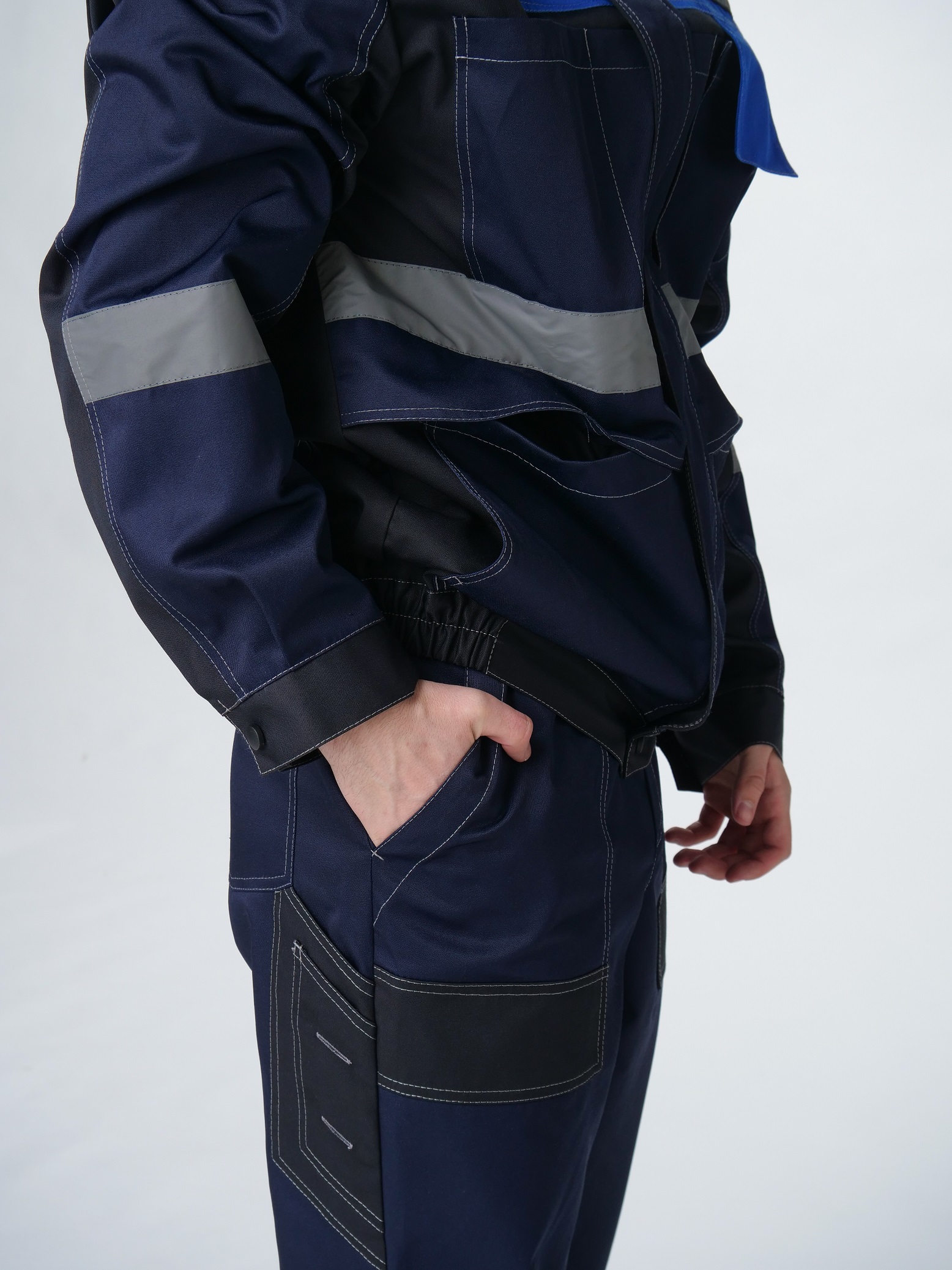 Костюм Виватный-1 (тк.Смесовая,220) брюки, т.синий/черный/васильковый